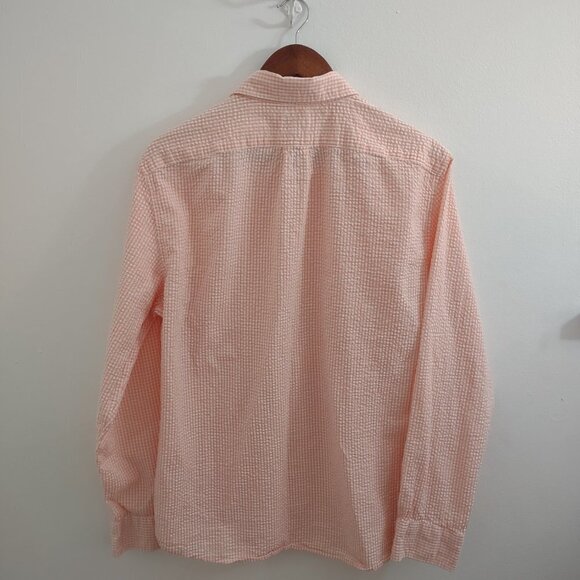 J-Crew Orange Plaid Large Button Up 100% Organic Cotton Slim Dress Shirt - Picture 5 of 6